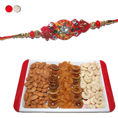 "Rakhi - FR-8360-120 (Single Rakhi),  Dryfruit Thali - RD1000 - Click here to View more details about this Product